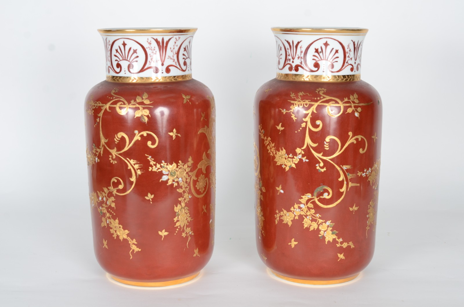Par de vasos de porcelana pintados á mão com cena de flamingo e... - foto 5 de 9