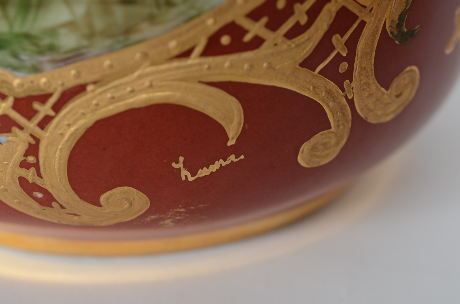 Par de vasos de porcelana pintados á mão com cena de flamingo e... - foto 7 de 9