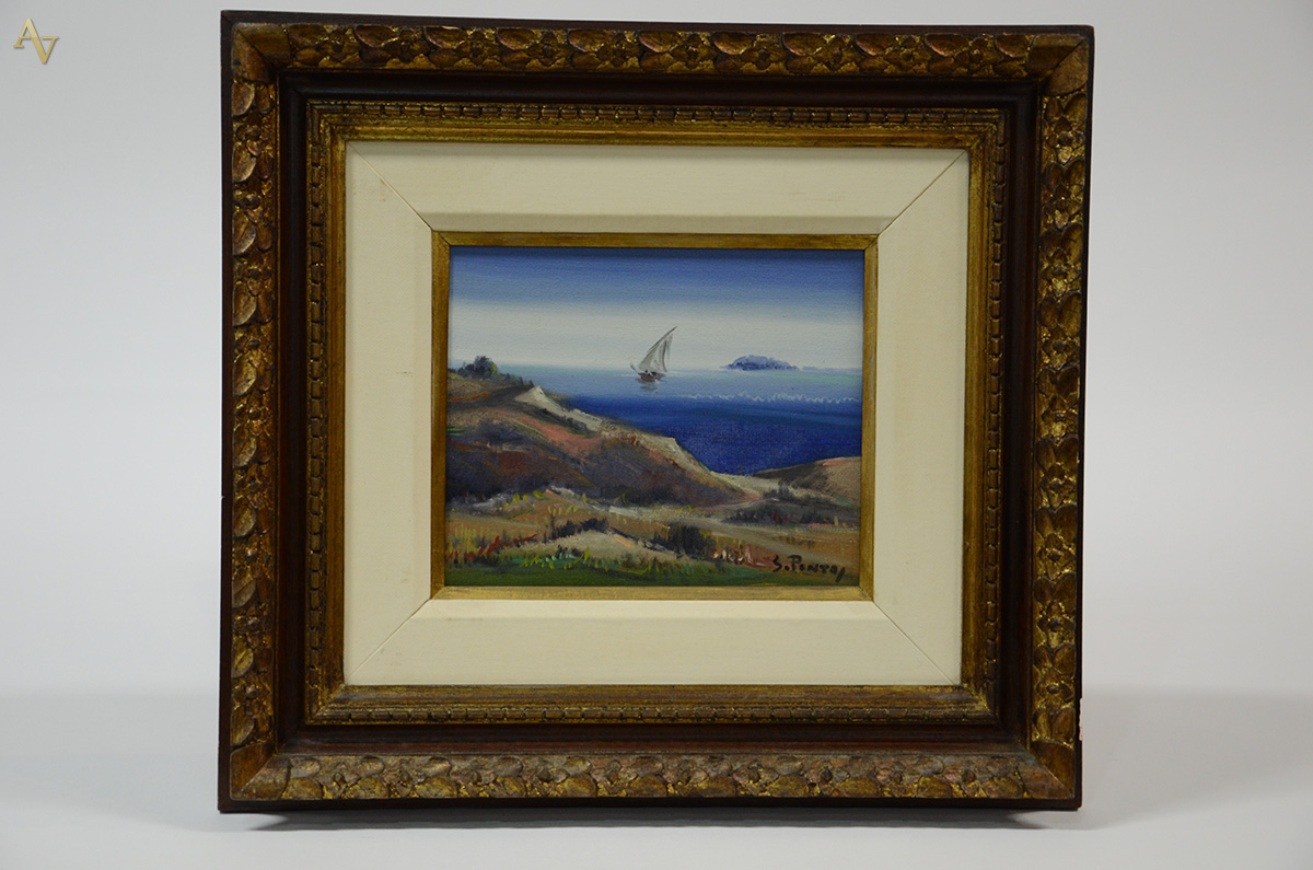 SYLVIO PINTO (1918 - 1997) - Marinha com barco - ost - 22 x 27 - foto 1 de 4