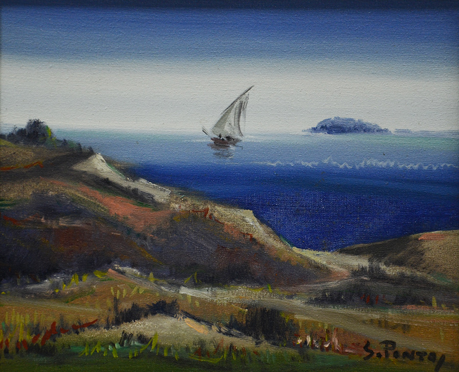 SYLVIO PINTO (1918 - 1997) - Marinha com barco - ost - 22 x 27 - foto 2 de 4