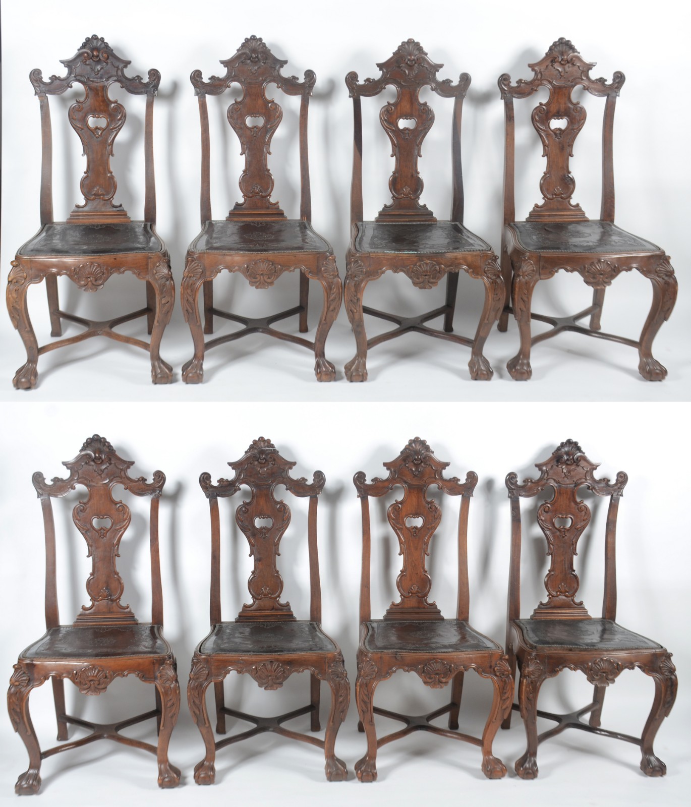 Conjunto com oito cadeiras de madeira nobre, estilo Dom José... - foto 2 de 11