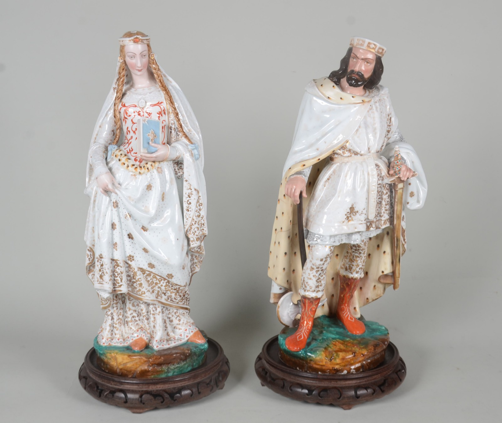 Par de grandes esculturas policromadas de porcelana francesa Vieux... - foto 2 de 11