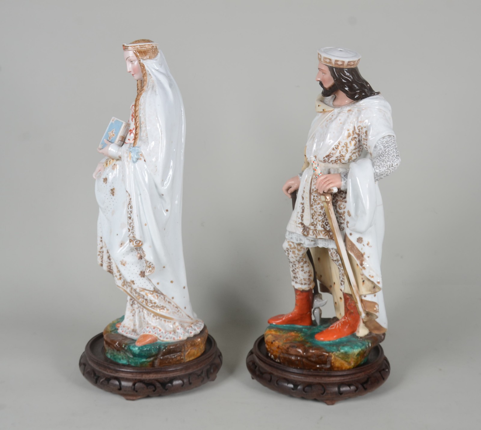 Par de grandes esculturas policromadas de porcelana francesa Vieux... - foto 4 de 11