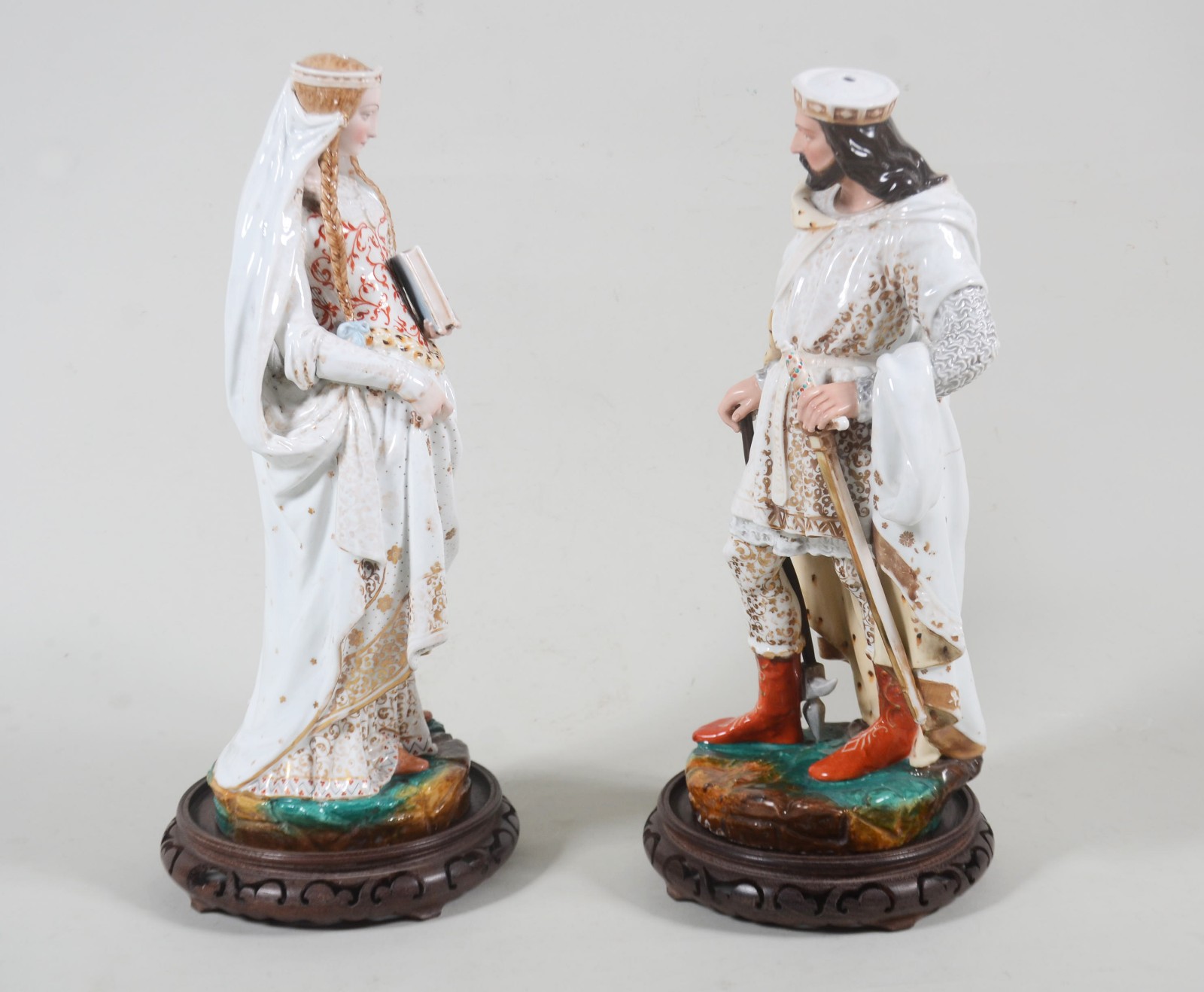Par de grandes esculturas policromadas de porcelana francesa Vieux... - foto 6 de 11