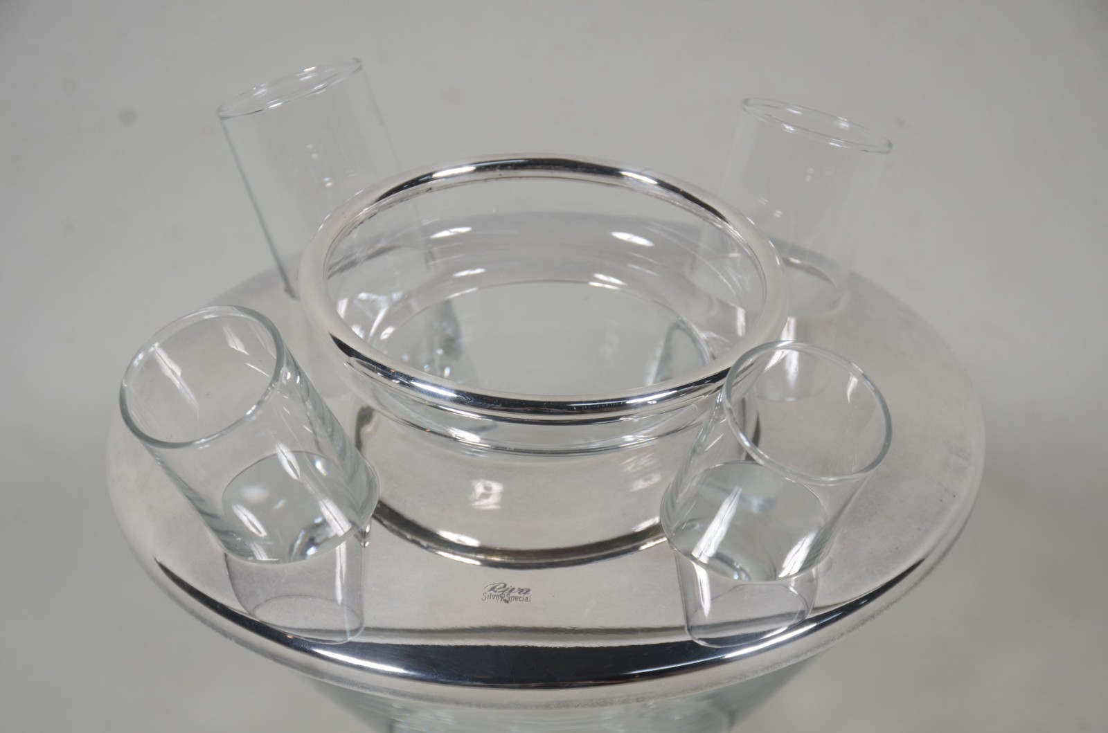 Conjunto de cristal e metal prateado "Riva" para caviar e 4 copinhos... - foto 2 de 8