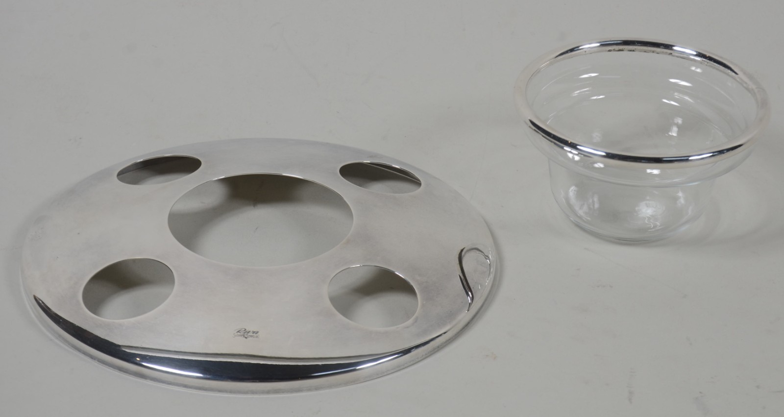 Conjunto de cristal e metal prateado "Riva" para caviar e 4 copinhos... - foto 5 de 8