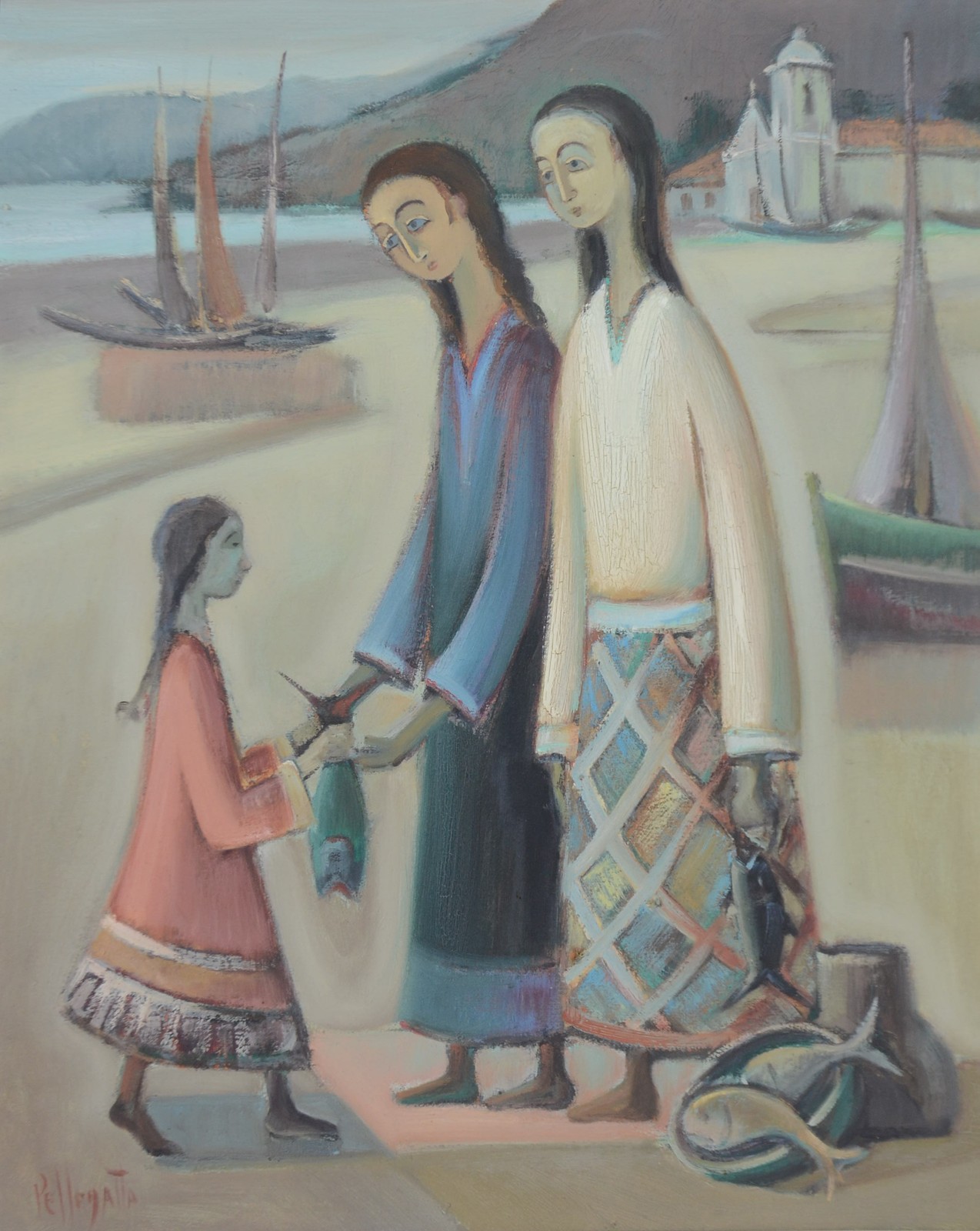Omar Pellegatta (1925-2001), Marinha com Figuras - foto 1 de 4
