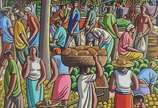 Carlos Costa, Feira livre - Óleo sobre tela - datado 1996.
