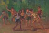 MENASE WAIDERGORN(1927), Futebol e Crianças - Óleo sobre tela.