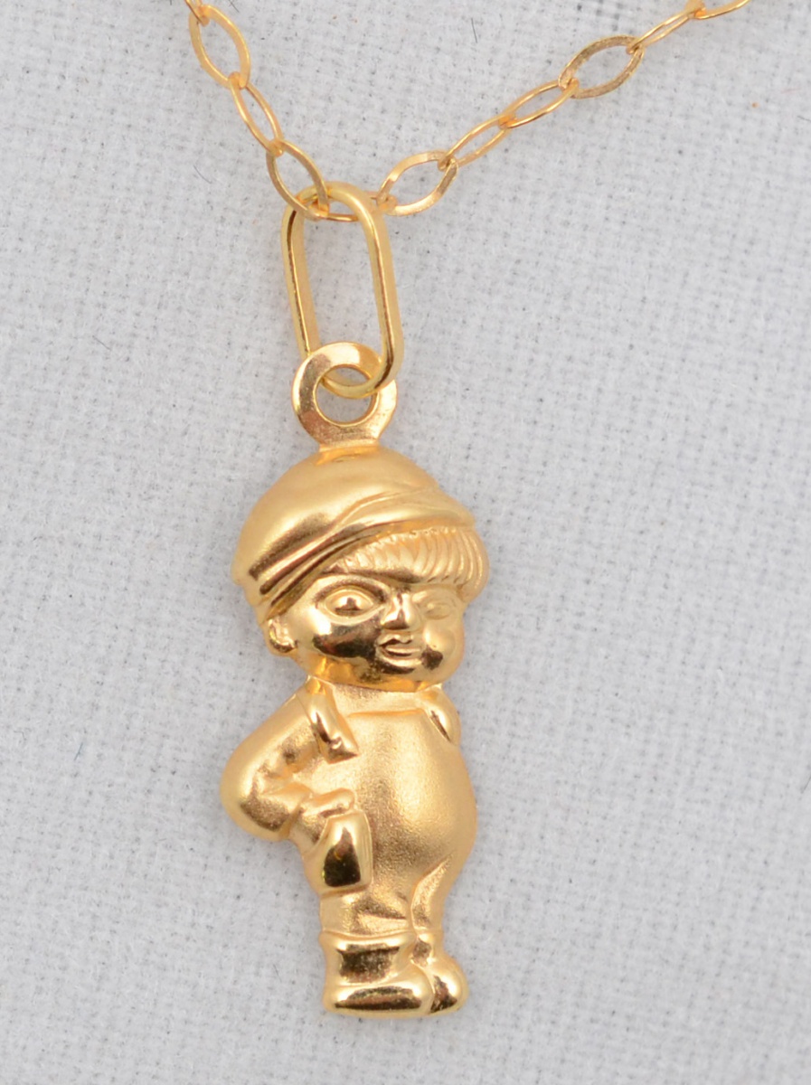 Gargantilha em ouro amarelo 18 k com pingente representando criança... - foto 1 de 2
