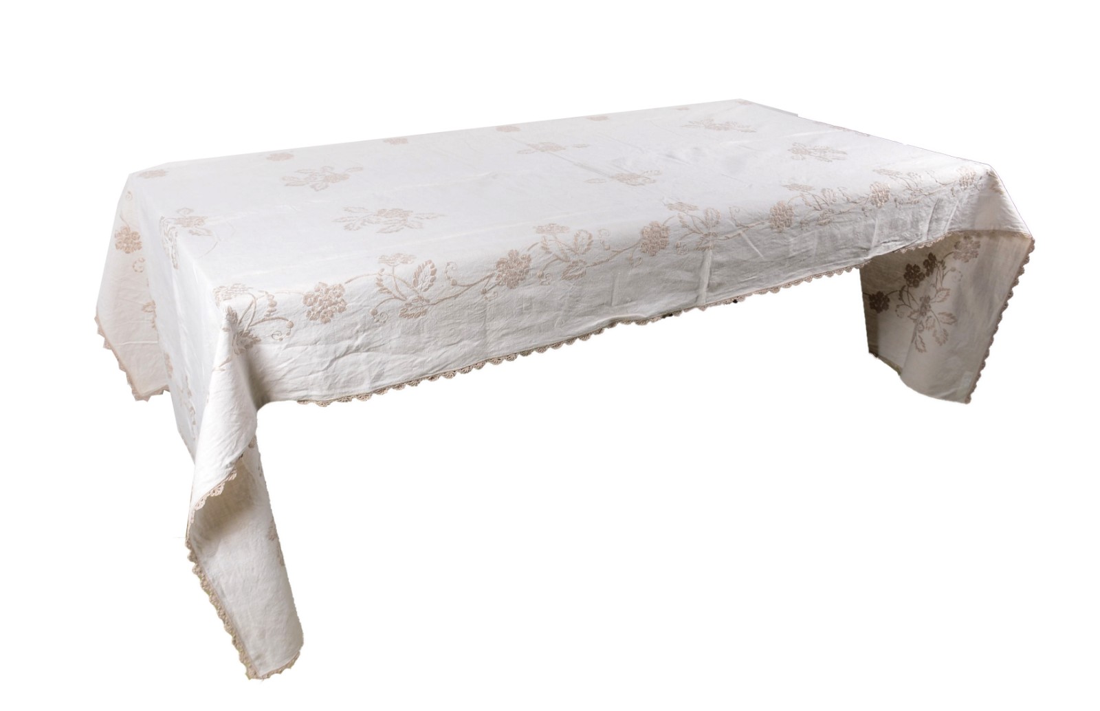 Toalha de mesa com bordados de flores e arabescos - foto 1 de 9
