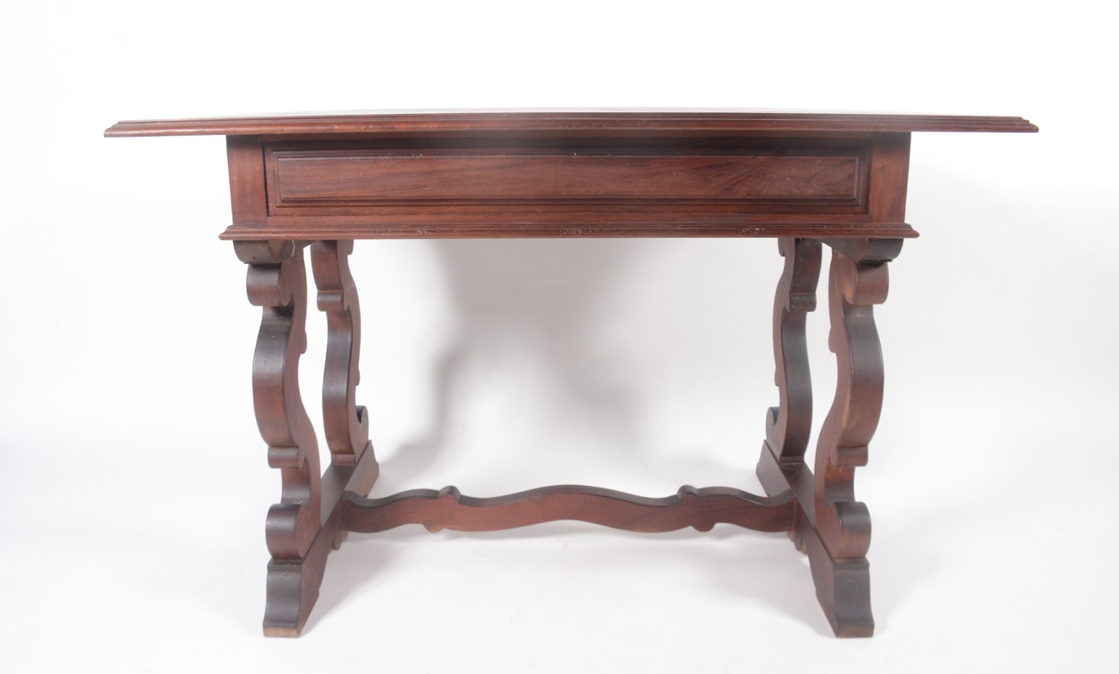 Mesa de madeira nobre, estilo colonial brasileiro, duas gavetas com... - foto 8 de 9