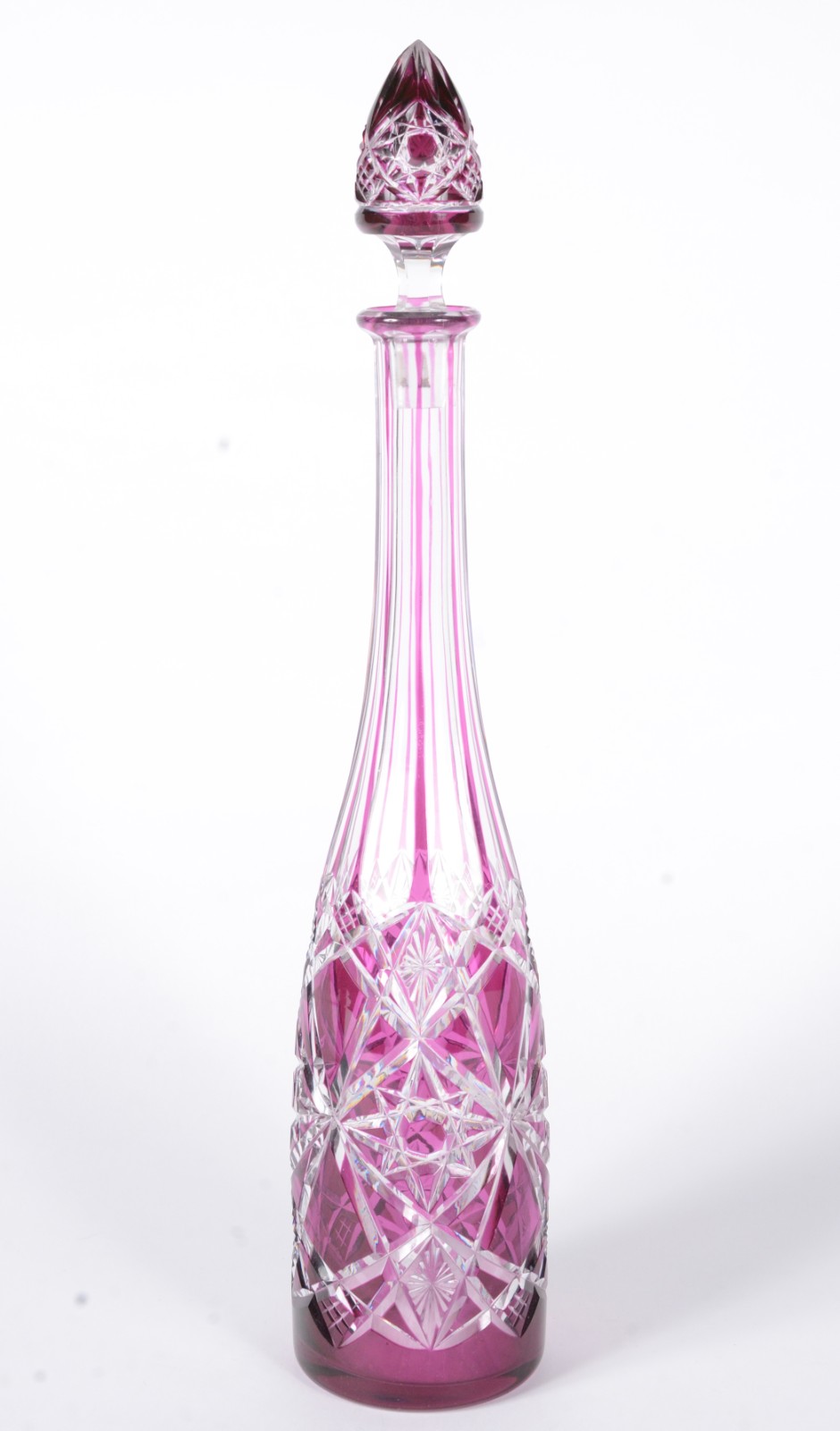 Garrafa de cristal europeu doublé rosa lapidado. - foto 1 de 8