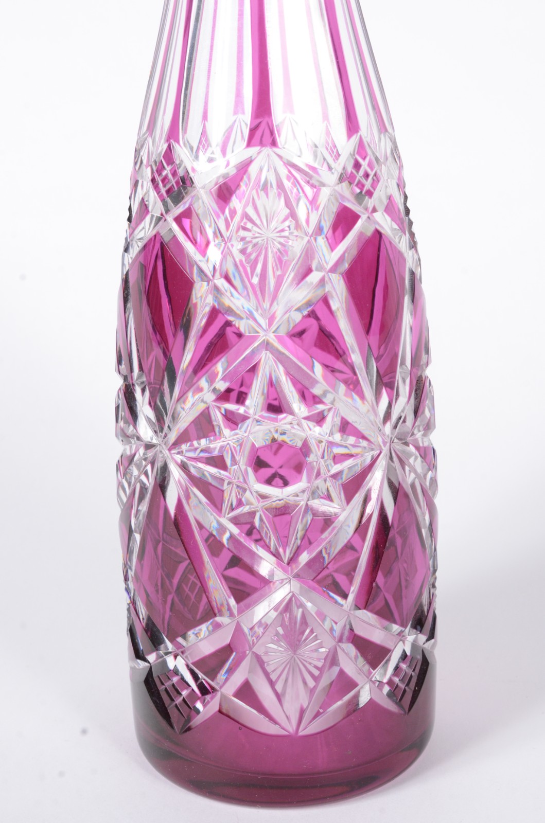 Garrafa de cristal europeu doublé rosa lapidado. - foto 2 de 8