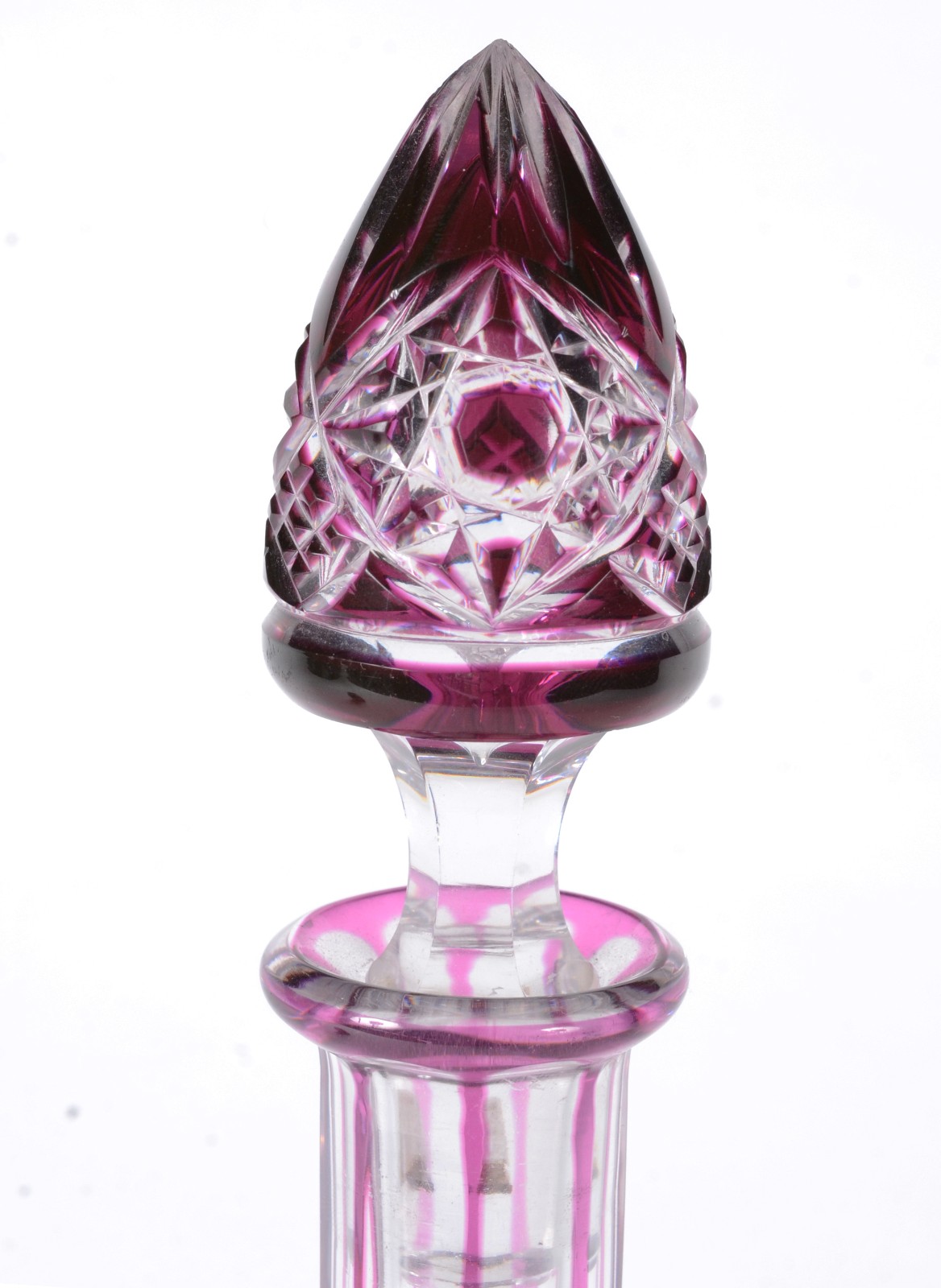 Garrafa de cristal europeu doublé rosa lapidado. - foto 3 de 8