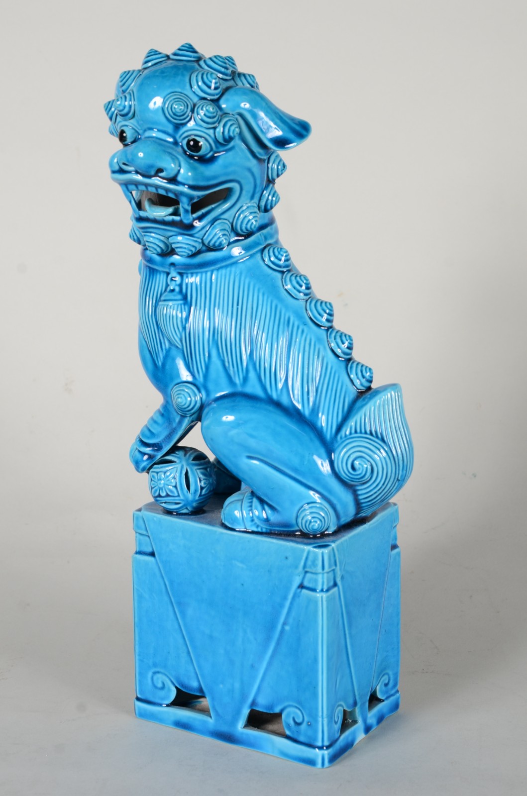 Cão de fó de porcelana azul turquesa. - foto 1 de 7
