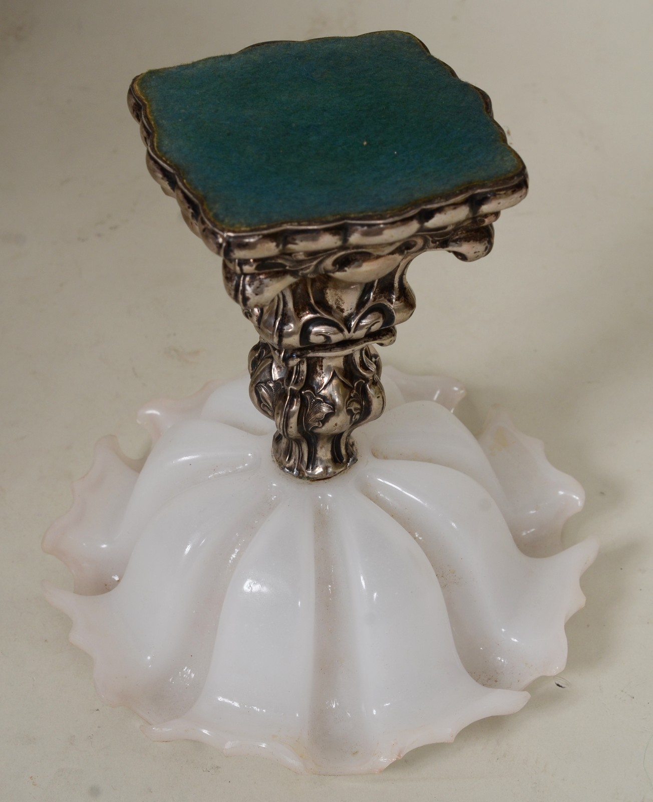 Pequena fruteira com base de prata e bowl de cristal overlay... - foto 10 de 11