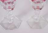 Doze cálices para vinho branco de cristal facet... - Doze cálices para vinho branco de cristal facetado doublé rosa, base sextavada. Possivelmente BACCARAT.