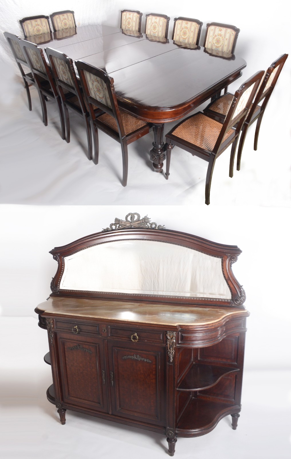 Conjunto para sala de jantar, composto de mesa de madeira nobre... - foto 1 de 11