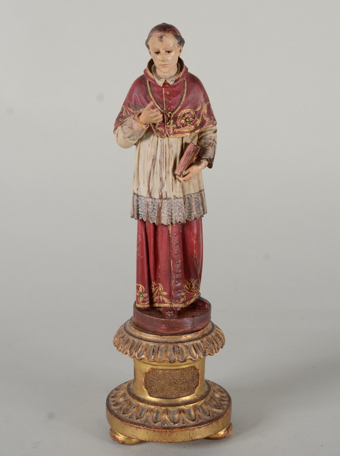 Santo Papa - Antiga imagem de madeira policromada, pedestal entalhado... - foto 1 de 8