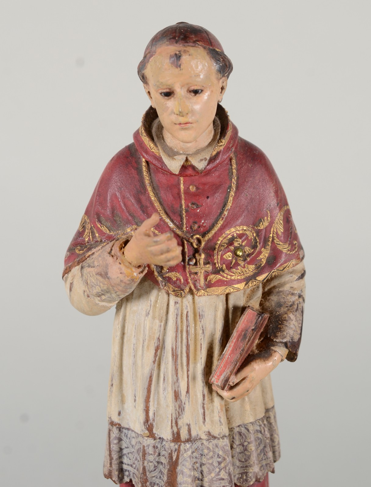 Santo Papa - Antiga imagem de madeira policromada, pedestal entalhado... - foto 2 de 8