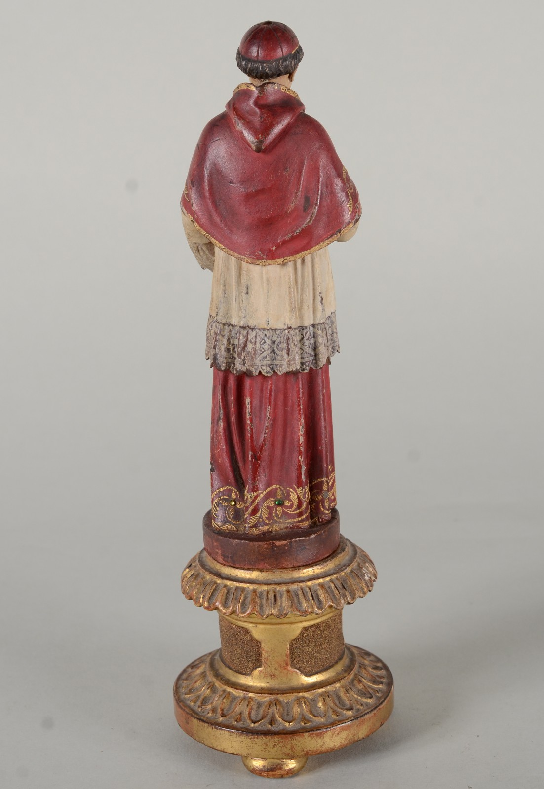 Santo Papa - Antiga imagem de madeira policromada, pedestal entalhado... - foto 6 de 8