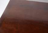 Mesa de jogo/console de madeira nobre, tampo do... - Mesa de jogo/console de madeira nobre, tampo dobrável com parte interna forrada de feltro verde. Tampo precisando de reparos.
