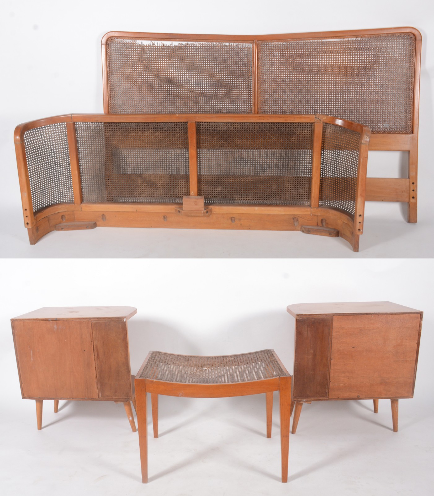 Conjunto para quarto, composto de cama de casal de madeira clara... - foto 2 de 11