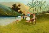 Francesco Brunocilla (1948), Paisagem com Figuras - Óleo sobre tela.