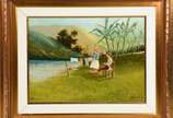 Francesco Brunocilla (1948), Paisagem com Figuras - Óleo sobre tela.