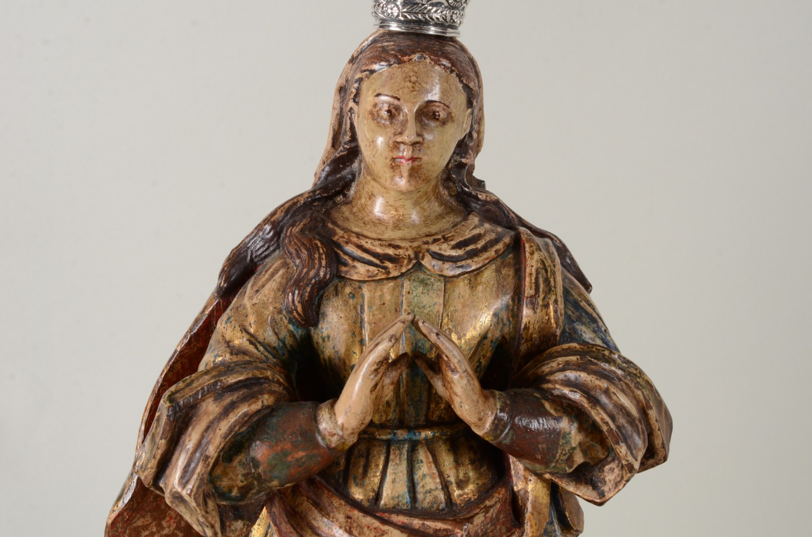 Nossa Senhora da Conceição - Imagem de madeira policromada, coroa de... - foto 9 de 9