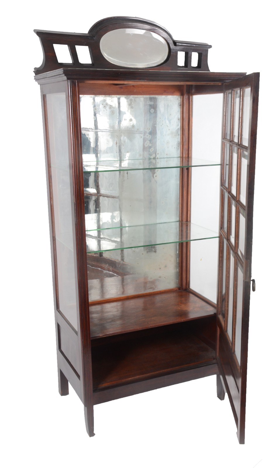 Vitrine de madeira nobre, fundo espelhado, porta com vidro bisotado... - foto 2 de 6