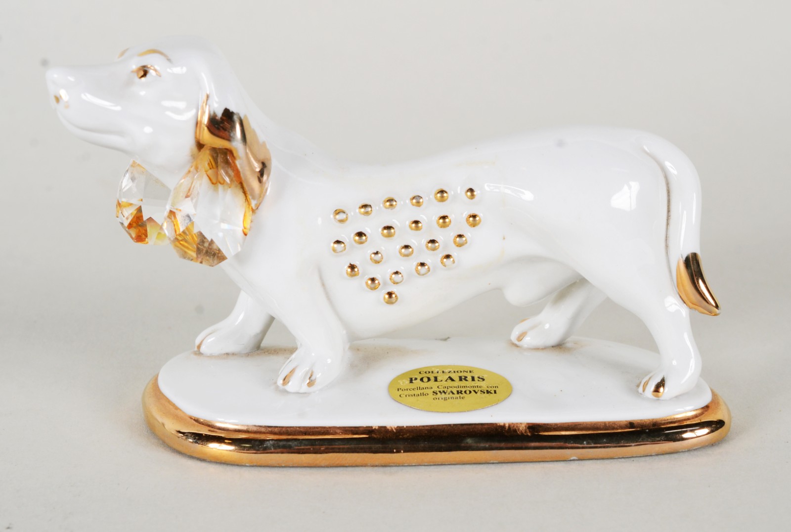 Cachorro de porcelana italiana Capo di Monti com cristal Swarovski. - foto 2 de 9