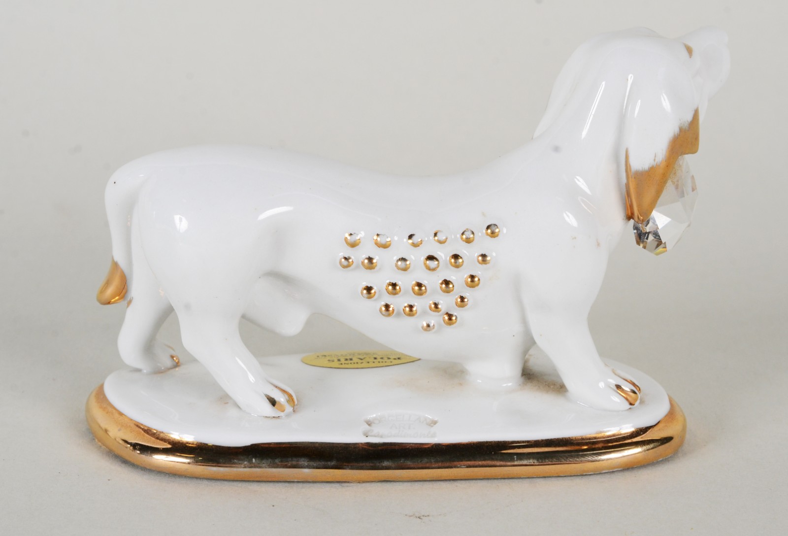 Cachorro de porcelana italiana Capo di Monti com cristal Swarovski. - foto 5 de 9
