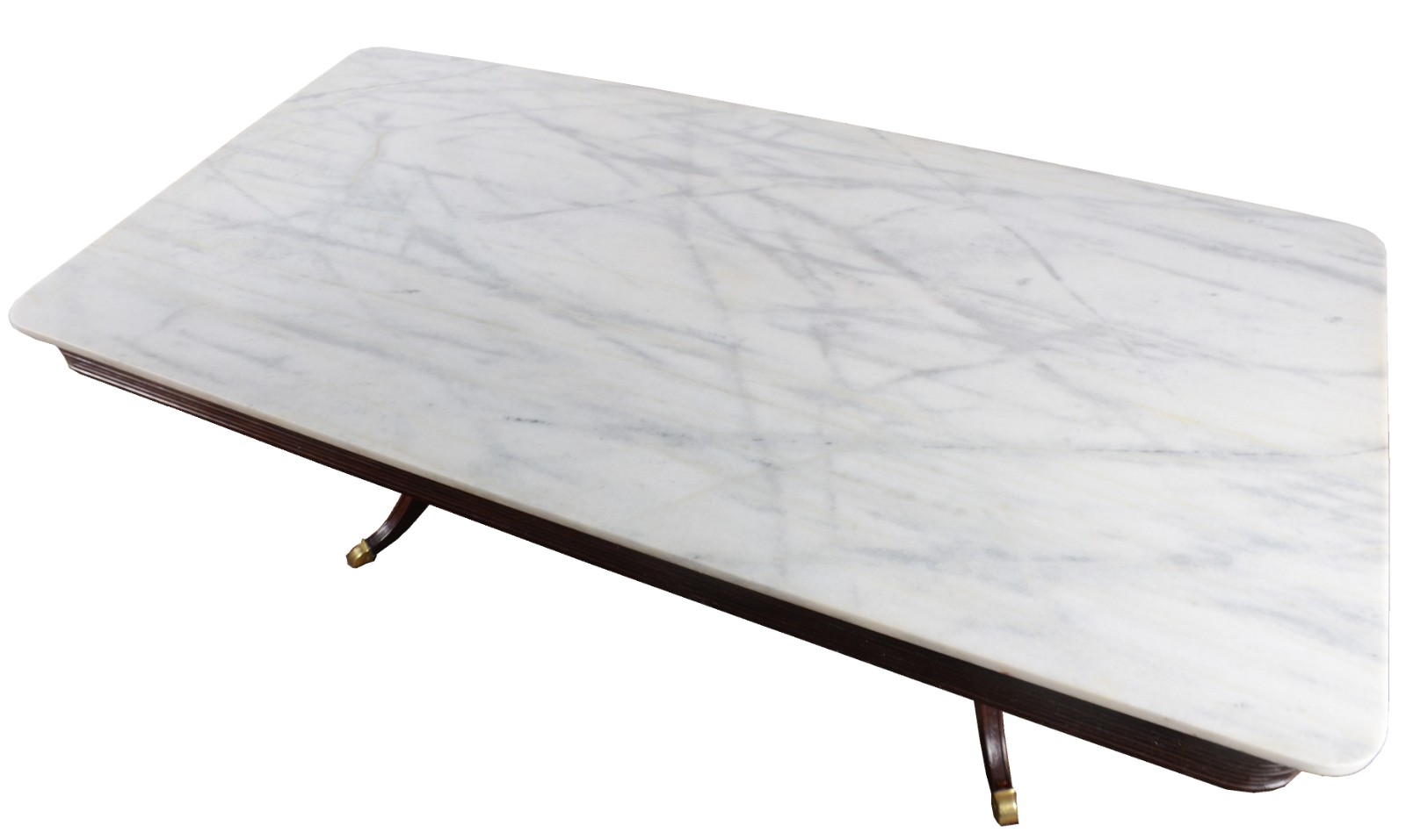 Mesa de jantar de madeira nobre, apoiada em duas bases feitio... - foto 3 de 10
