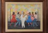 Heitor dos Prazeres (1898-1966), Roda de samba - Óleo sobre tela. Datado 1954.