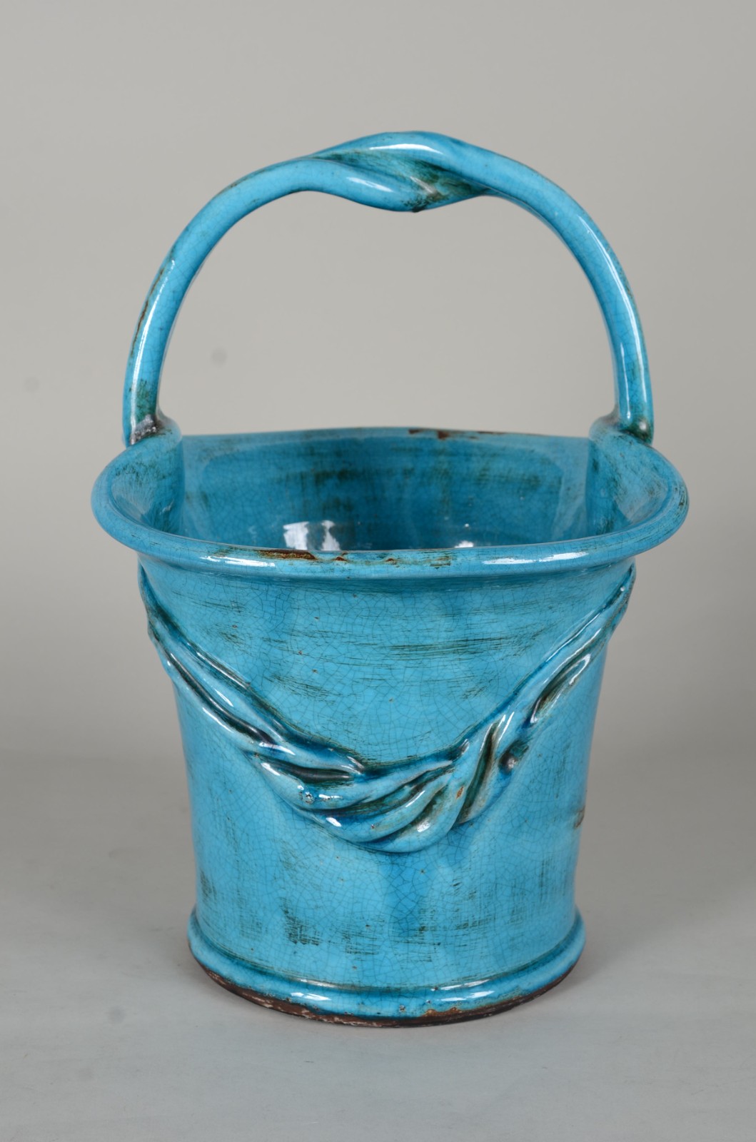 Cesta de cerâmica azul turquesa. - foto 2 de 8