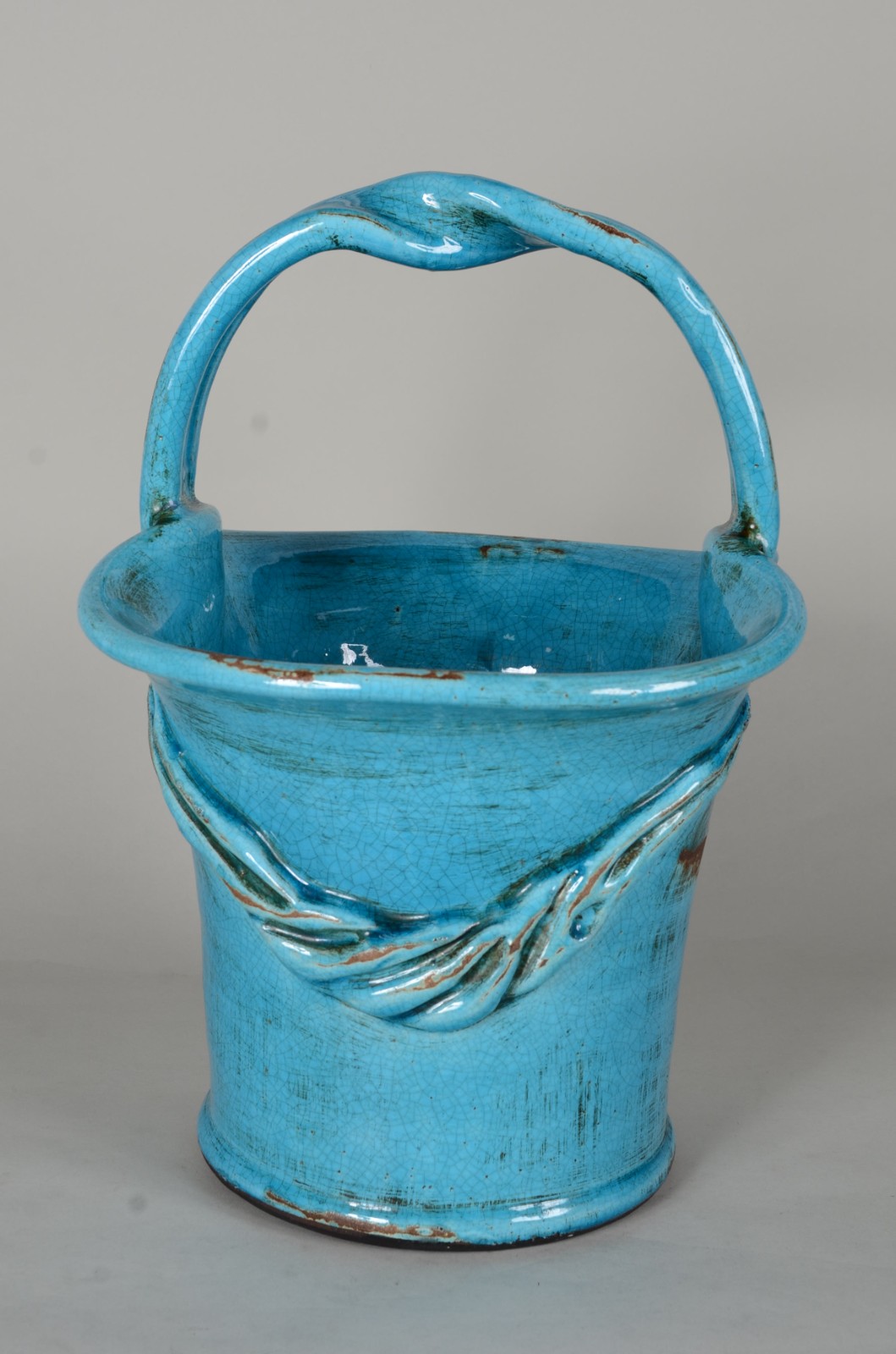 Cesta de cerâmica azul turquesa. - foto 4 de 8