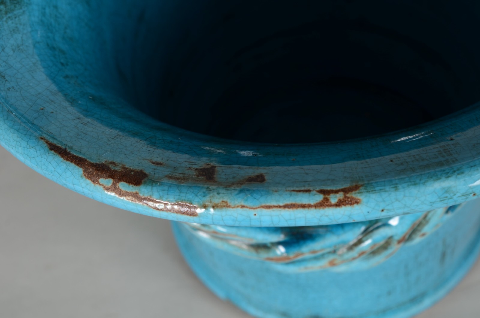 Cesta de cerâmica azul turquesa. - foto 6 de 8