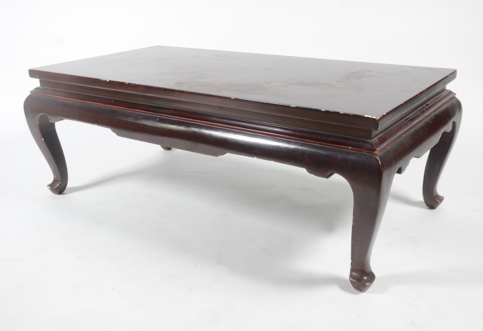 Mesa de centro de madeira nobre, tampo feitio retangular com pintura... - foto 1 de 11