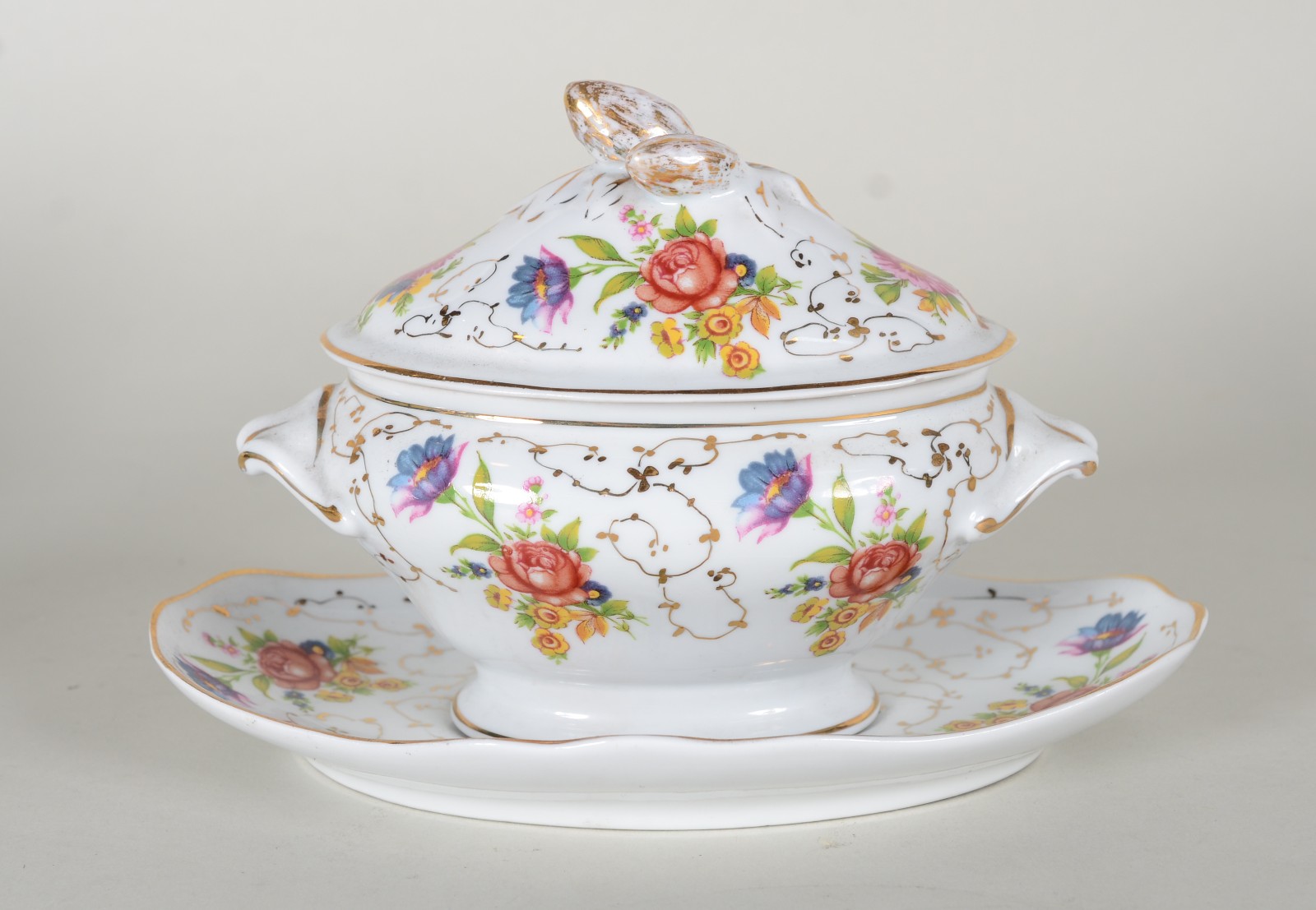 Mini sopeira com presentoir de porcelana portuguesa "Ilhavo", branca... - foto 1 de 8