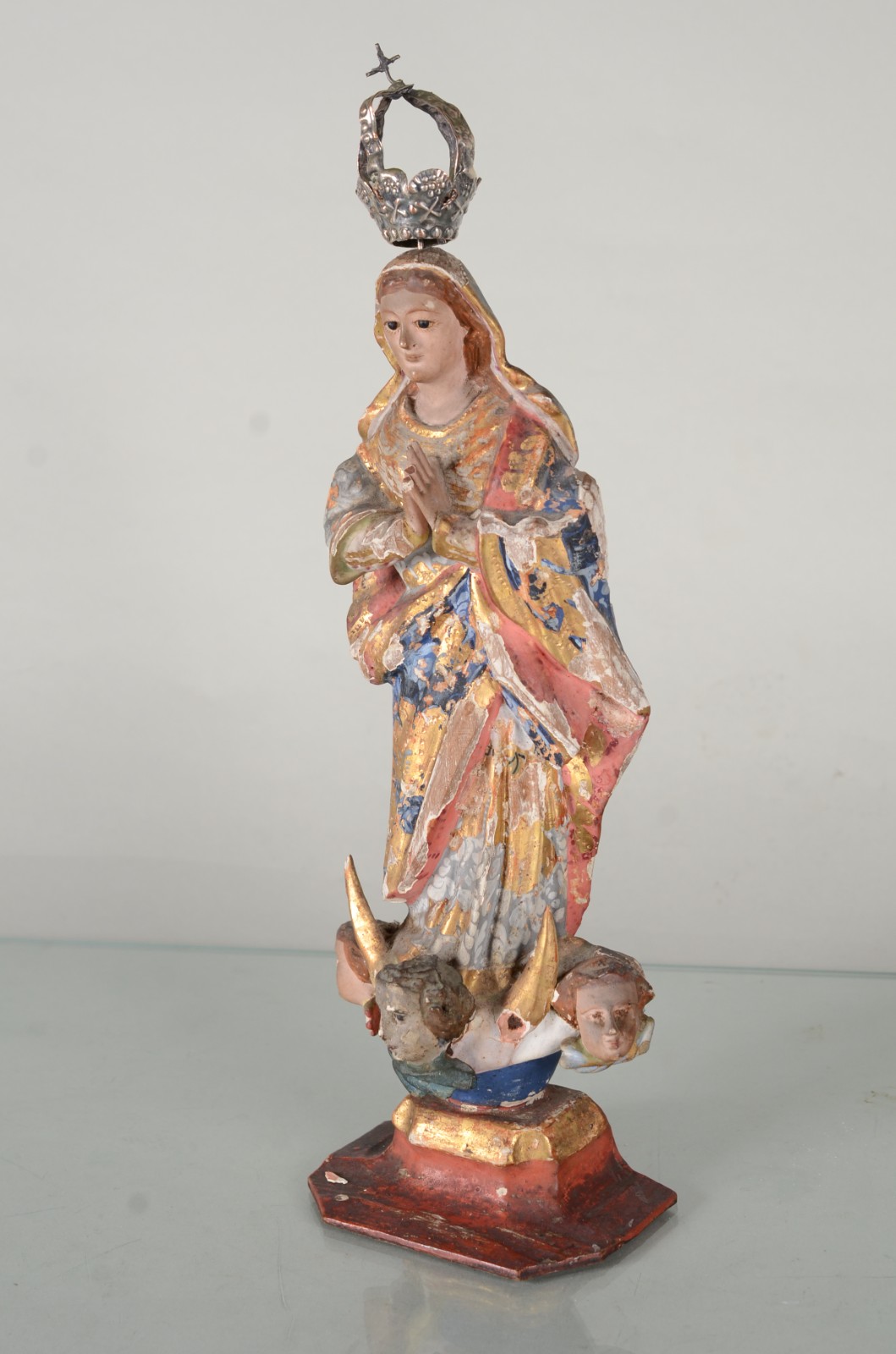Nossa Senhora - Antiga Imagem de madeira policromada e dourada... - foto 1 de 10
