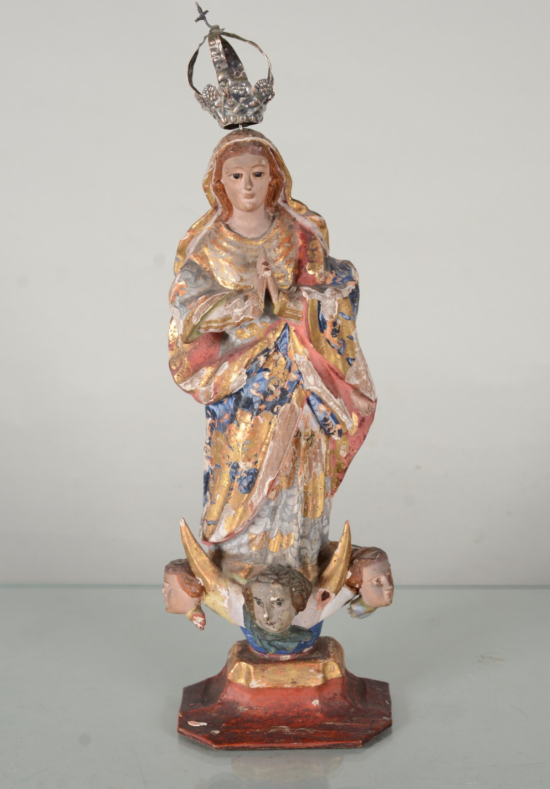 Nossa Senhora - Antiga Imagem de madeira policromada e dourada... - foto 2 de 10