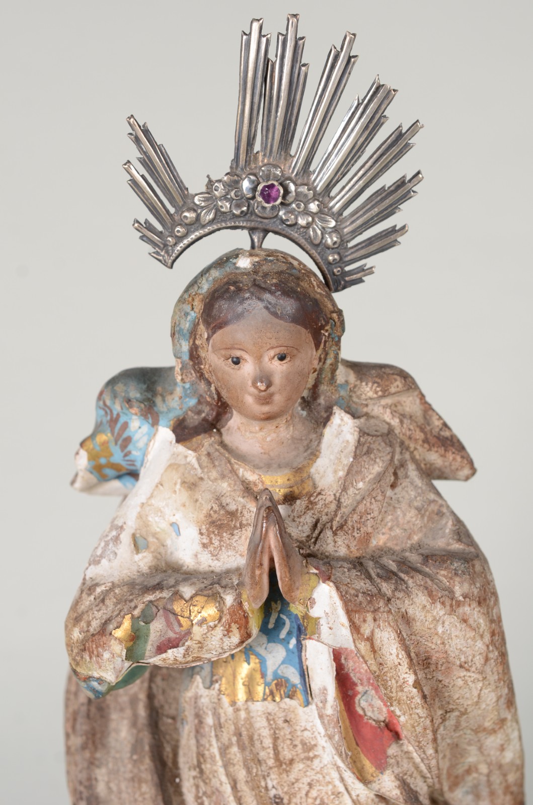 Nossa Senhora - Antiga Imagem de madeira policromada, resplendor de... - foto 3 de 8