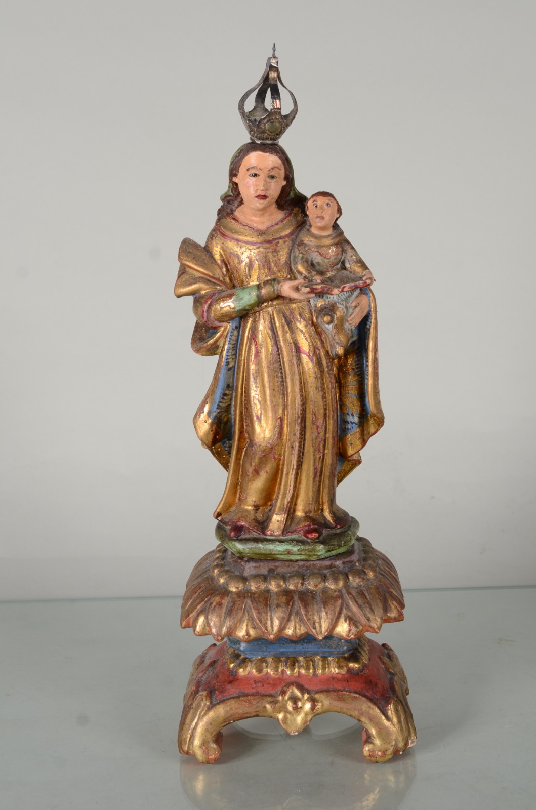 Nossa Senhora com menino - Antiga Imagem de madeira policromada e... - foto 1 de 8