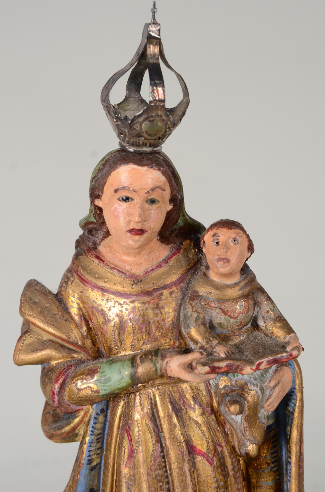 Nossa Senhora com menino - Antiga Imagem de madeira policromada e... - foto 2 de 8