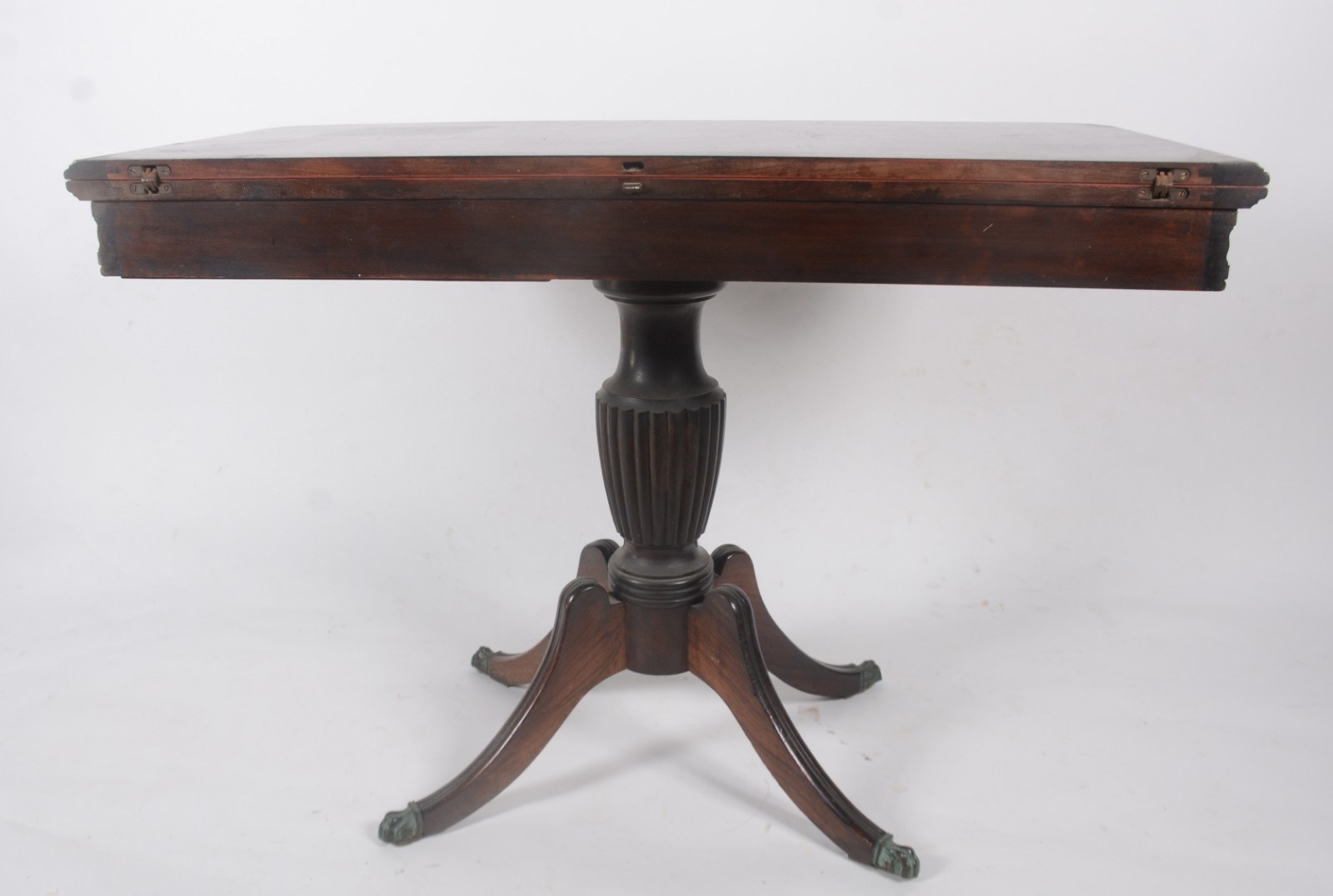 Mesa/console de jacarandá, tampo dobrável, apoio em coluna central... - foto 5 de 10