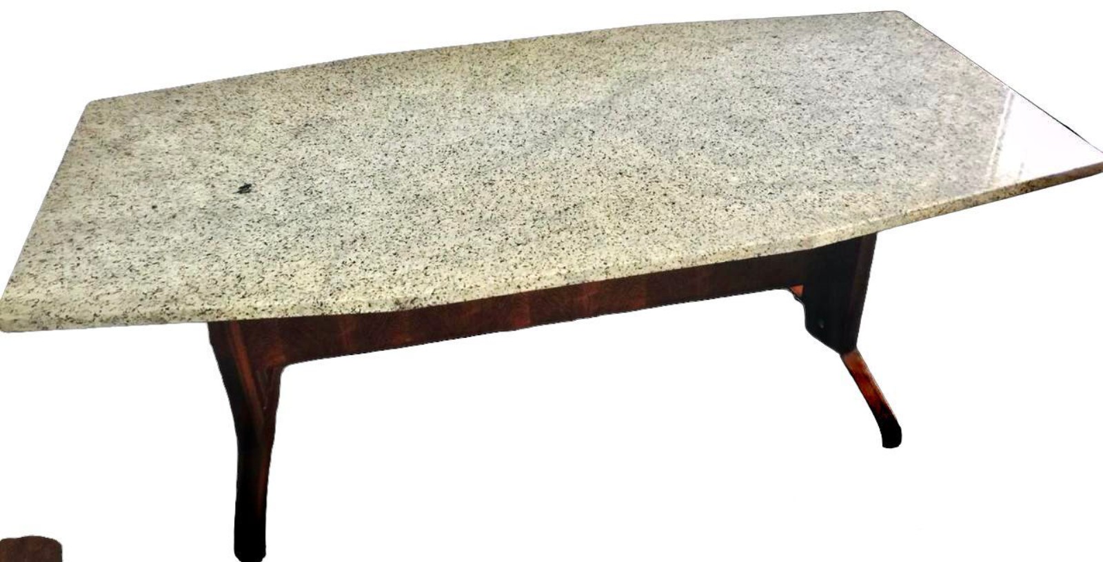 Mesa com base de madeira nobre, tampo de mármore. Design moderno. - foto 1 de 3