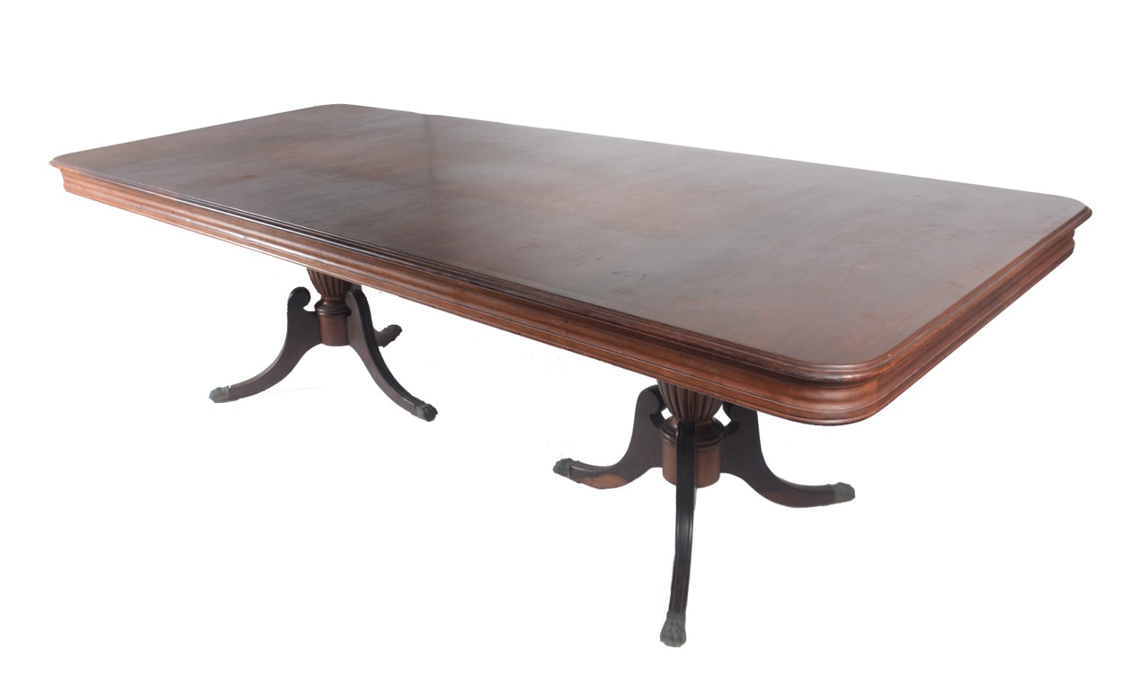 Mesa de jantar de madeira nobre, tampo apoiado em 2 bases em... - foto 2 de 8