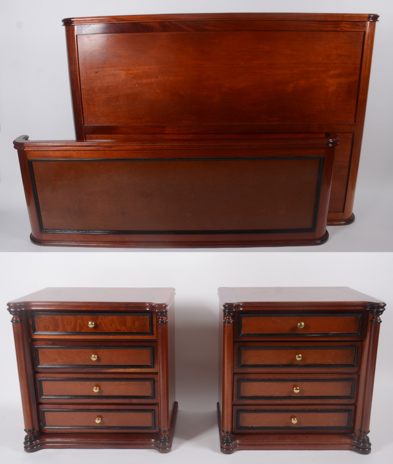 Conjunto de cama de casal de madeira nobre, completa com laterais e... - foto 1 de 9